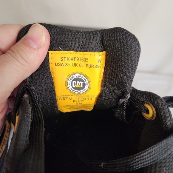 Caterpillar Womens Composite Toe Non Metallic Black and Yellow Sneakers New - Picture 4 of 9